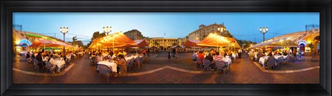 Framed People having outdoor dining at evening, Nice, Provence-Alpes-Cote d&#39;Azur, France Print