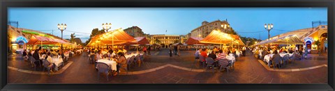 Framed People having outdoor dining at evening, Nice, Provence-Alpes-Cote d&#39;Azur, France Print