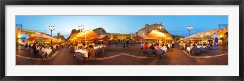 Framed People having outdoor dining at evening, Nice, Provence-Alpes-Cote d&#39;Azur, France Print