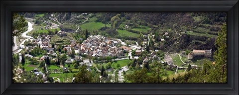 Framed High angle view of a town, Annot, Alpes-de-Haute-Provence, Provence-Alpes-Cote d&#39;Azur, France Print