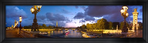 Framed 360 degree view of the Pont Alexandre III bridge at dusk, Seine River, Paris, Ile-de-France, France Print