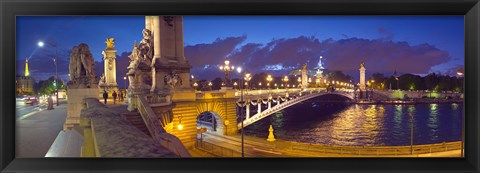 Framed Pont Alexandre III bridge at dusk, Seine River, Paris, Ile-de-France, France Print