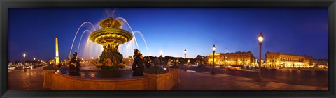 Framed Place de la Concorde at dusk, Paris, Ile-de-France, France Print