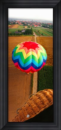Framed High angle view of a hot air balloon on field, Metz, Moselle, Lorraine, France Print