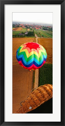 Framed High angle view of a hot air balloon on field, Metz, Moselle, Lorraine, France Print