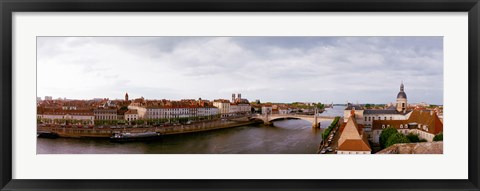 Framed Buildings at the waterfront, Chalon-Sur-Saone, Saone-Et-Loire, Burgundy, France Print