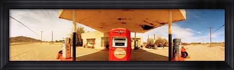 Framed Closed gas station, Route 66, USA Print