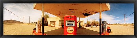 Framed Closed gas station, Route 66, USA Print