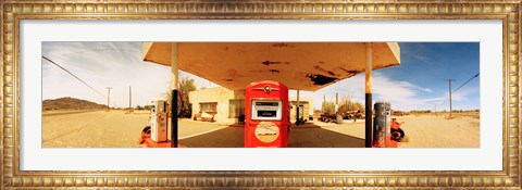 Framed Closed gas station, Route 66, USA Print