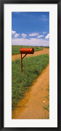 Framed Red mailbox at the roadside, San Rafael Valley, Arizona, USA Print