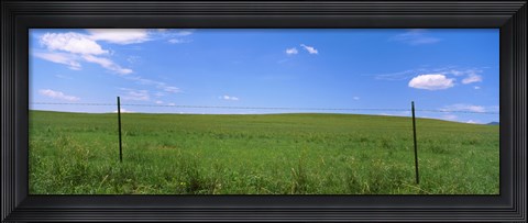 Framed Barbed Wire fence in a field, San Rafael Valley, Arizona, USA Print