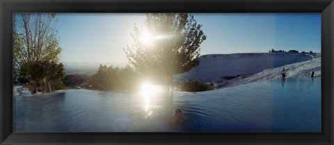 Framed Boy enjoying the hot springs and travertine pool, Pamukkale, Denizli Province, Turkey Print