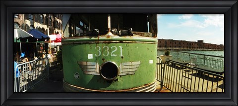 Framed Old train car on display, Red Hook, Brooklyn, Manhattan, New York City, New York State, USA Print