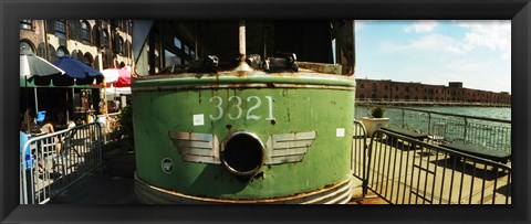 Framed Old train car on display, Red Hook, Brooklyn, Manhattan, New York City, New York State, USA Print