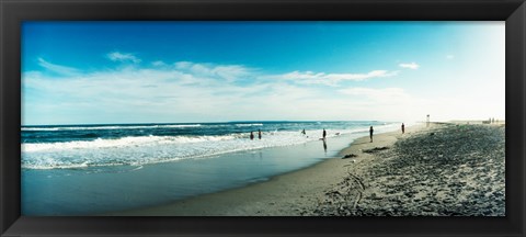 Framed Tourists on the beach, Fort Tilden Beach, Fort Tilden, Queens, New York City, New York State, USA Print