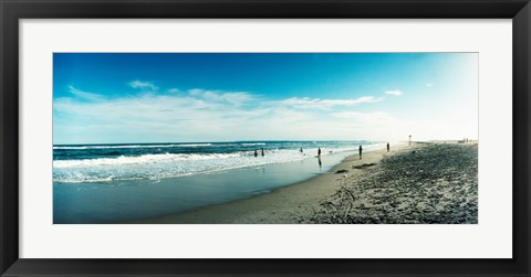 Framed Tourists on the beach, Fort Tilden Beach, Fort Tilden, Queens, New York City, New York State, USA Print