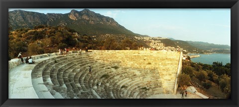 Framed Ancient antique theater at sunset with the Mediterranean sea in the background, Kas, Antalya Province, Turkey Print