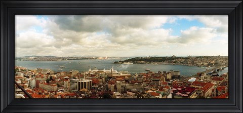 Framed High angle view of a city with cruise ship, Istanbul, Turkey Print