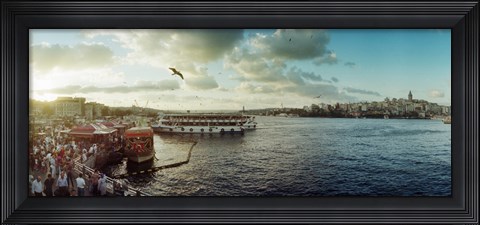 Framed Ferries along the Bosphorus, Istanbul, Turkey Print