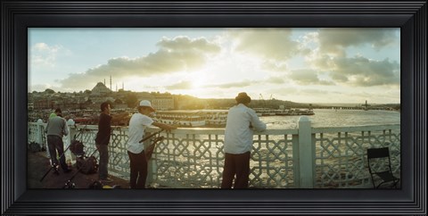 Framed People fishing in the Bosphorus Strait, Marmara Region, Istanbul, Turkey Print