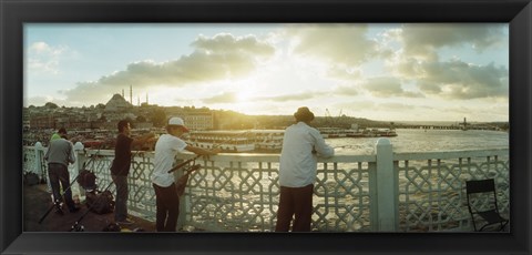 Framed People fishing in the Bosphorus Strait, Marmara Region, Istanbul, Turkey Print
