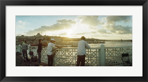 Framed People fishing in the Bosphorus Strait, Marmara Region, Istanbul, Turkey Print