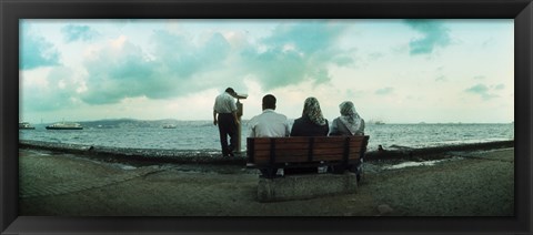 Framed People looking out on the Bosphorus Strait, Istanbul, Turkey Print