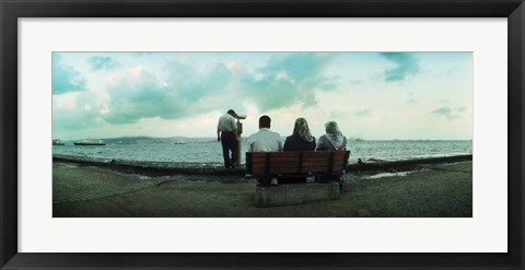 Framed People looking out on the Bosphorus Strait, Istanbul, Turkey Print