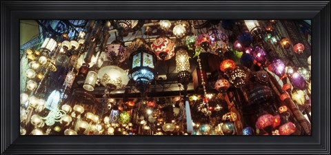 Framed Colorful lamps in the Grand Bazaar, Istanbul, Turkey Print
