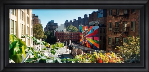Framed Buildings around a street from the High Line in Chelsea, New York City, New York State, USA Print