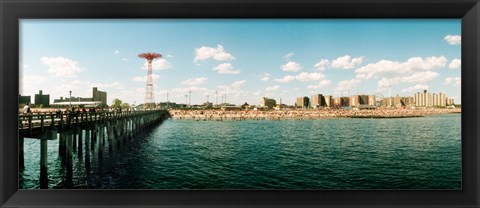 Framed People on the beach, Coney Island, Brooklyn, Manhattan, New York City, New York State, USA Print