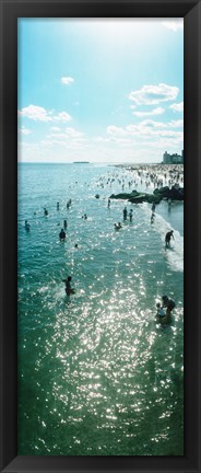 Framed Tourists enjoying on the beach at Coney Island, Brooklyn, New York City, New York State, USA Print