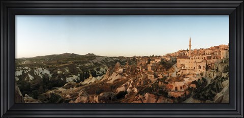 Framed High angle view of buildings in a village, Cappadocia, Central Anatolia Region, Turkey Print