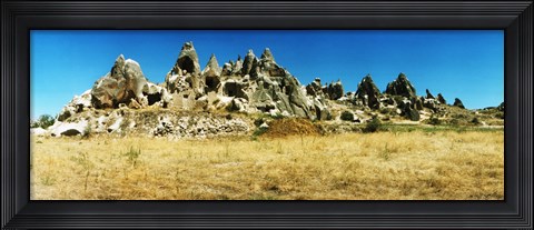 Framed Hill top with caves, Cappadocia, Central Anatolia Region, Turkey Print