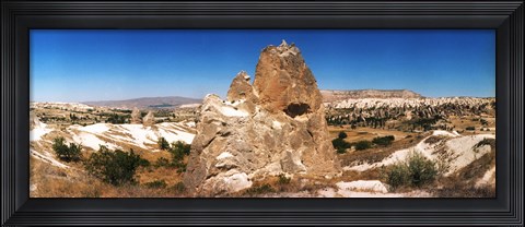 Framed Single rock in a landscape of rock formations, Cappadocia, Central Anatolia Region, Turkey Print