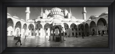 Framed Courtyard of Blue Mosque in Istanbul, Turkey (black and white) Print