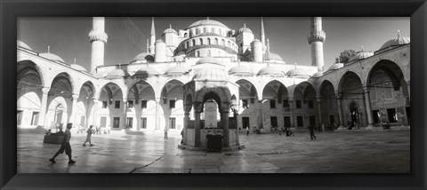 Framed Courtyard of Blue Mosque in Istanbul, Turkey (black and white) Print