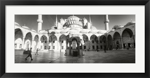 Framed Courtyard of Blue Mosque in Istanbul, Turkey (black and white) Print