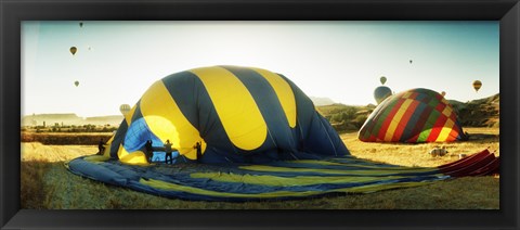 Framed Hot air balloon being deflated, Cappadocia, Central Anatolia Region, Turkey Print