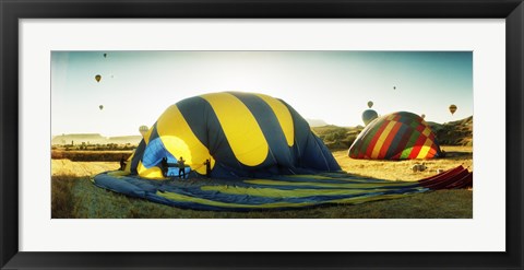 Framed Hot air balloon being deflated, Cappadocia, Central Anatolia Region, Turkey Print