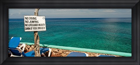 Framed Sign at Xtabi Hotel above cliffs, Negril, Westmoreland, Jamaica Print
