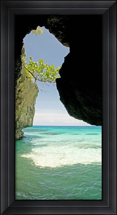 Framed Cliffside cave at Xtabi Hotel, Negril, Westmoreland, Jamaica Print