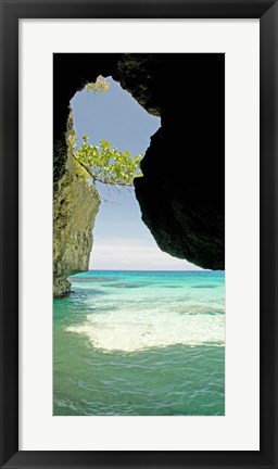 Framed Cliffside cave at Xtabi Hotel, Negril, Westmoreland, Jamaica Print