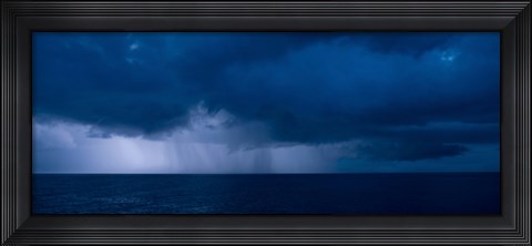 Framed Rain squalls at the sea, Negril, Westmoreland, Jamaica Print