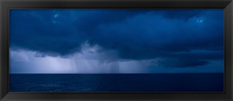 Framed Rain squalls at the sea, Negril, Westmoreland, Jamaica Print