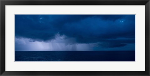 Framed Rain squalls at the sea, Negril, Westmoreland, Jamaica Print