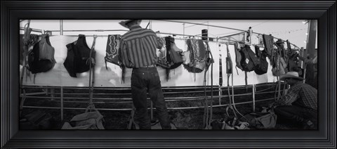 Framed Cowboy with tacks at rodeo, Pecos, Texas Print