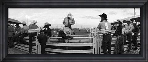 Framed Cowboys at rodeo, Pecos, Texas, USA Print