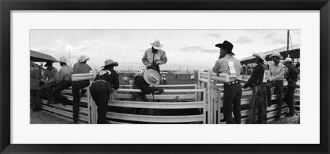 Framed Cowboys at rodeo, Pecos, Texas, USA Print