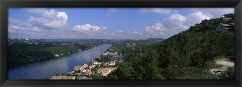 Framed High angle view of a city at the waterfront, Austin, Travis County, Texas, USA Print